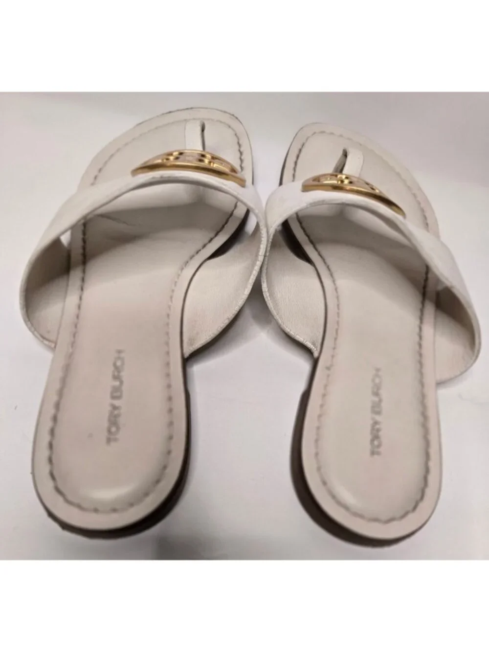 Tory Burch Leather Benton Band Logo Flip Flop Sandals Size 5.5 Classic Luxury